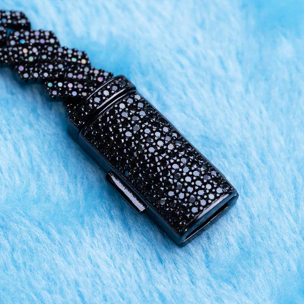8MM Black Moissanite Prong Cuban Link Chain 14K Black Gold