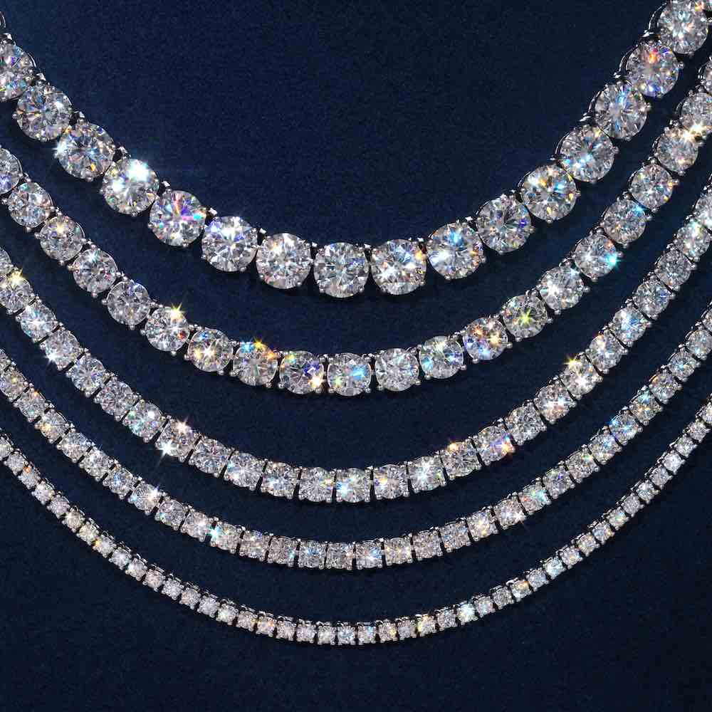 S925 Silver Moissanite Tennis Chain 14K Gold
