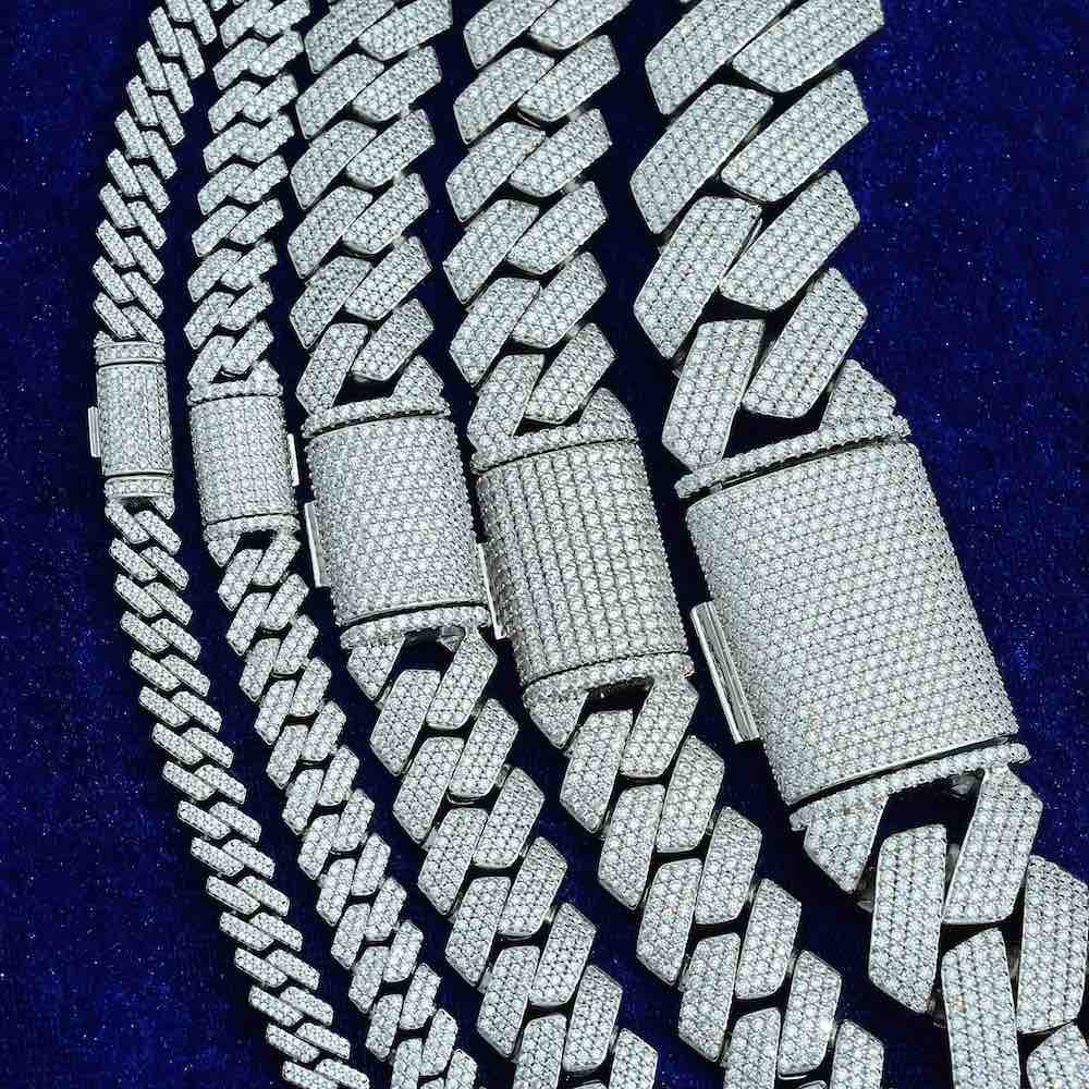 Moissanite Cuban Link Chain 14K Gold