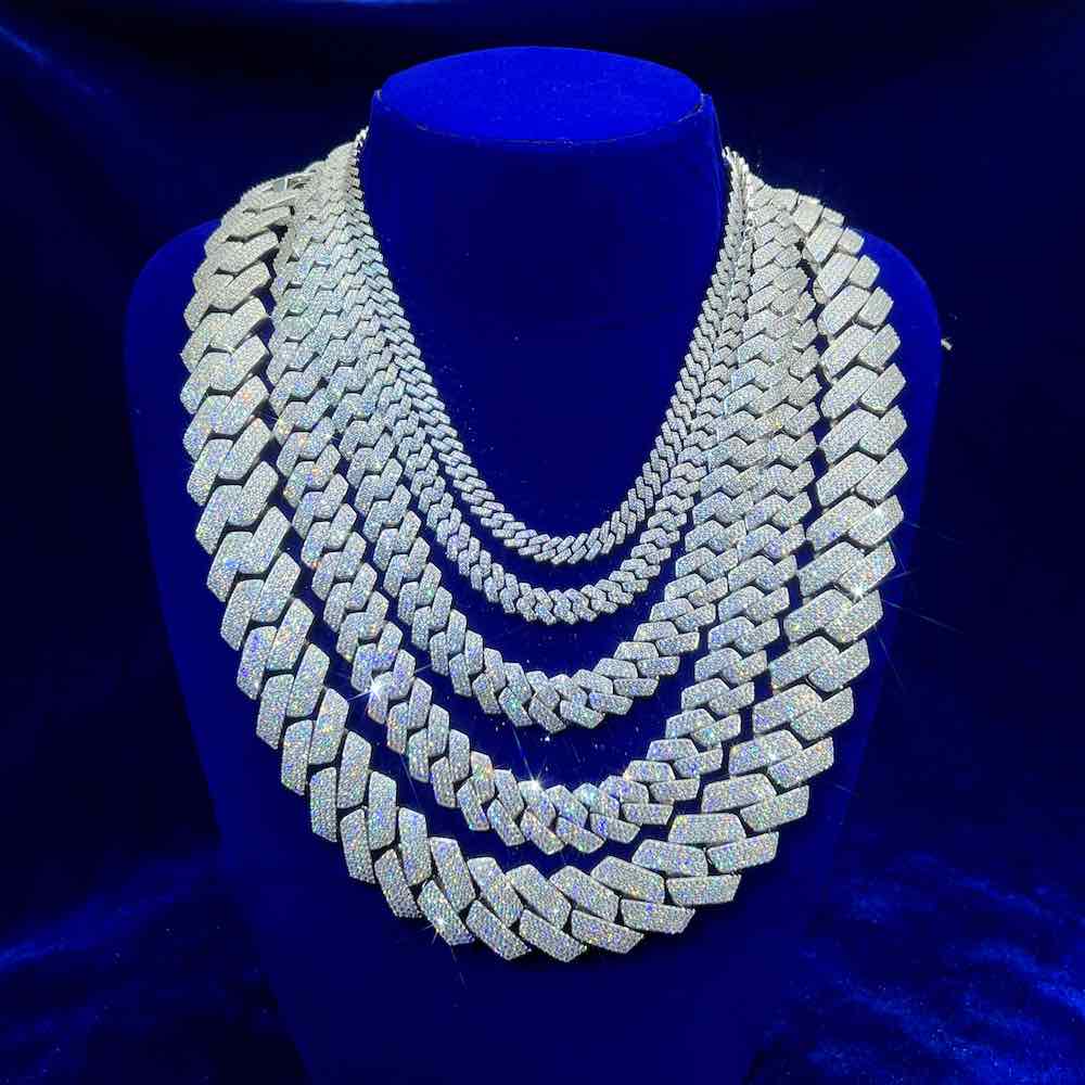 Moissanite Cuban Link Chain 14K Gold