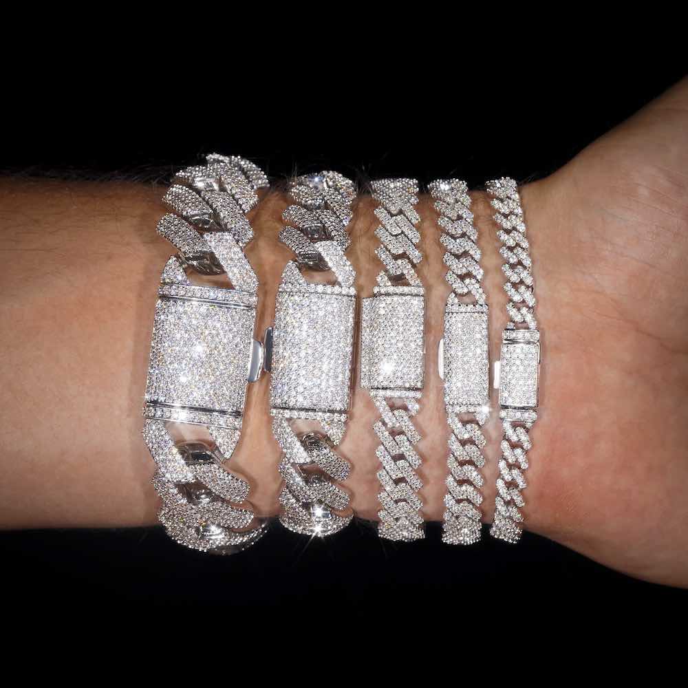 Moissanite Cuban Link Bracelet 14K Gold