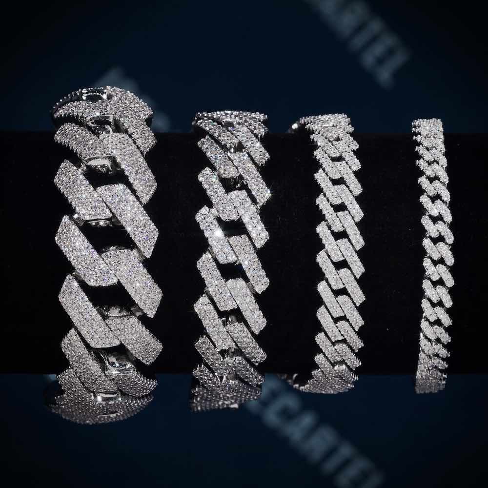 Moissanite Cuban Link Bracelet 14K Gold