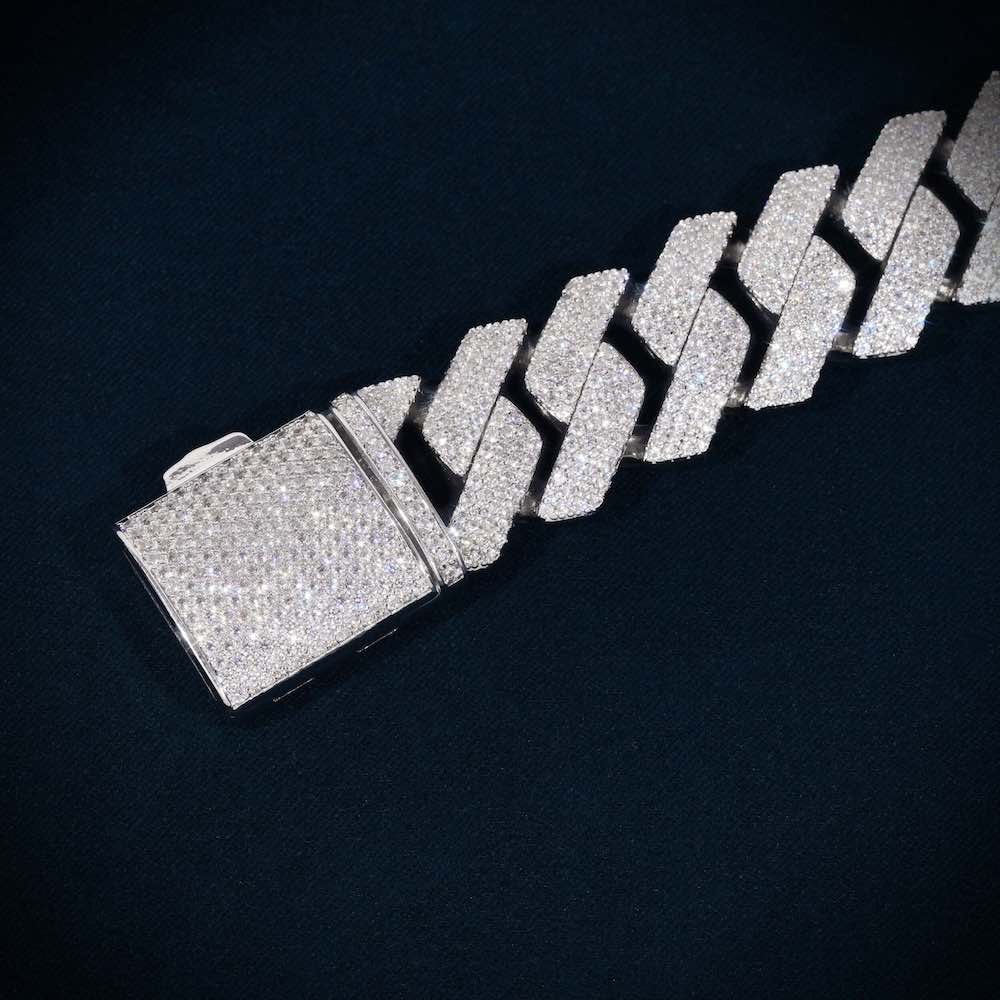 Moissanite Cuban Link Bracelet 14K Gold