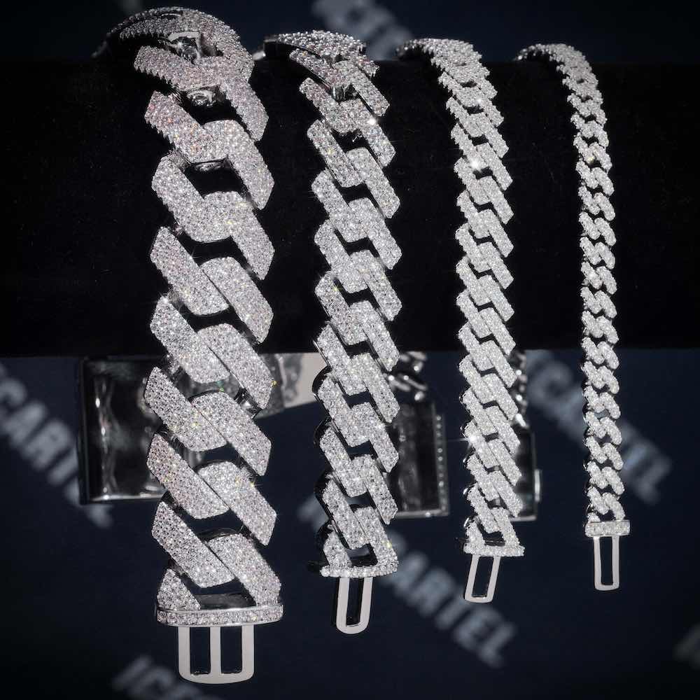 Moissanite Cuban Link Bracelet 14K Gold