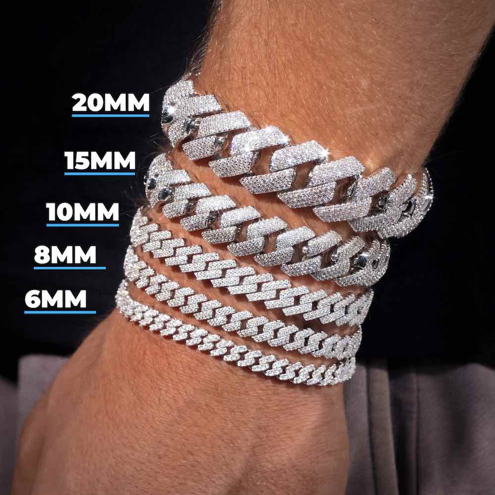 Moissanite Cuban Link Bracelet 14K Gold