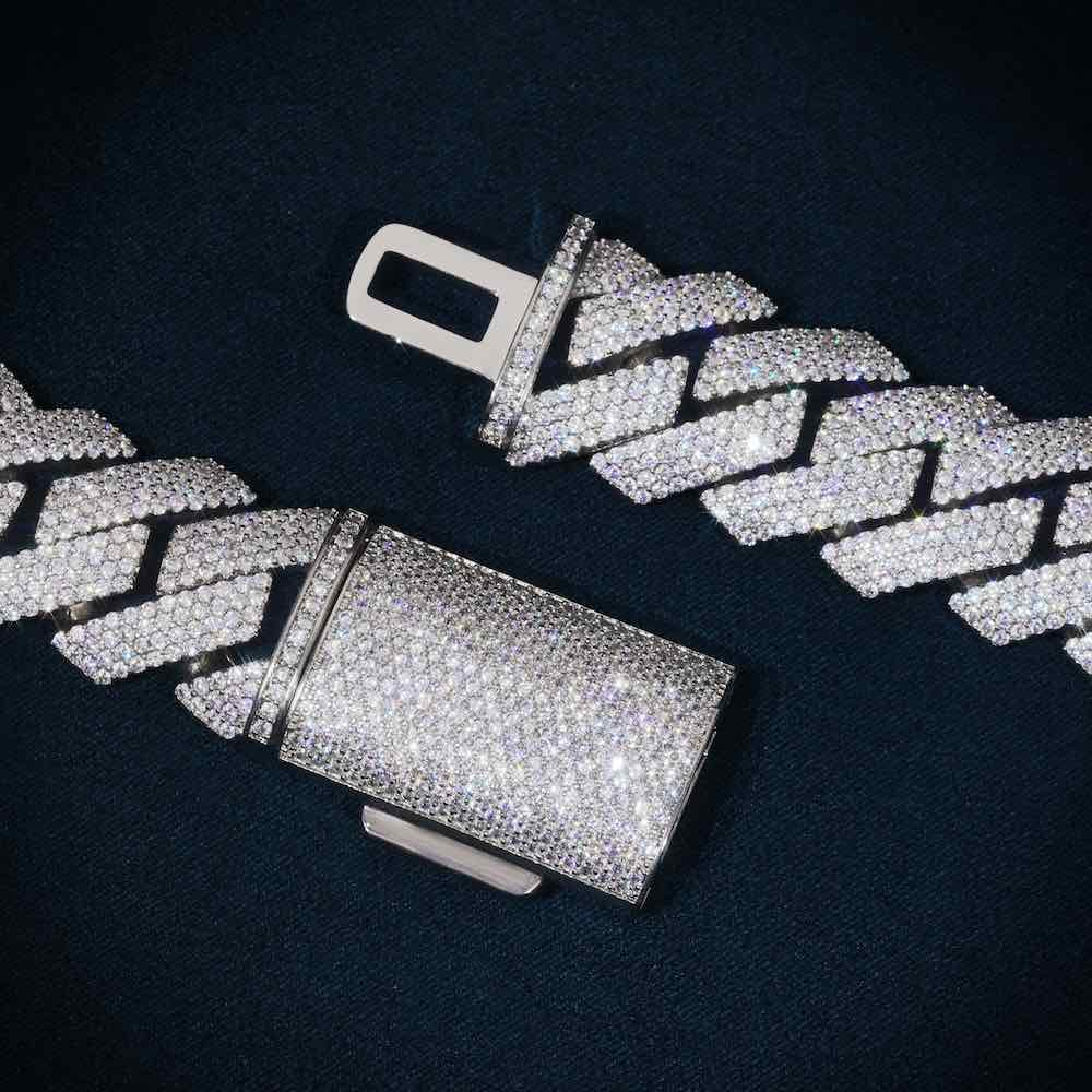 Moissanite Cuban Link Chain 14K Gold