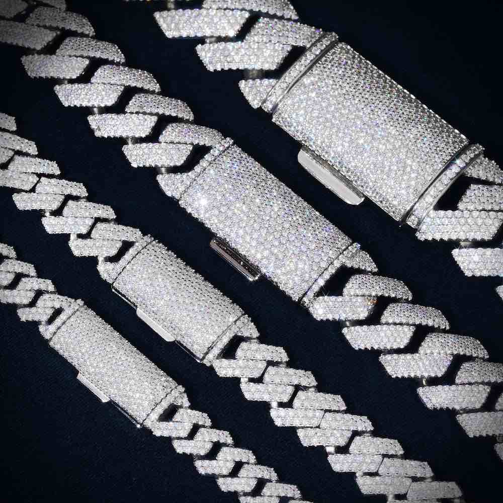 Moissanite Cuban Link Chain 14K Gold