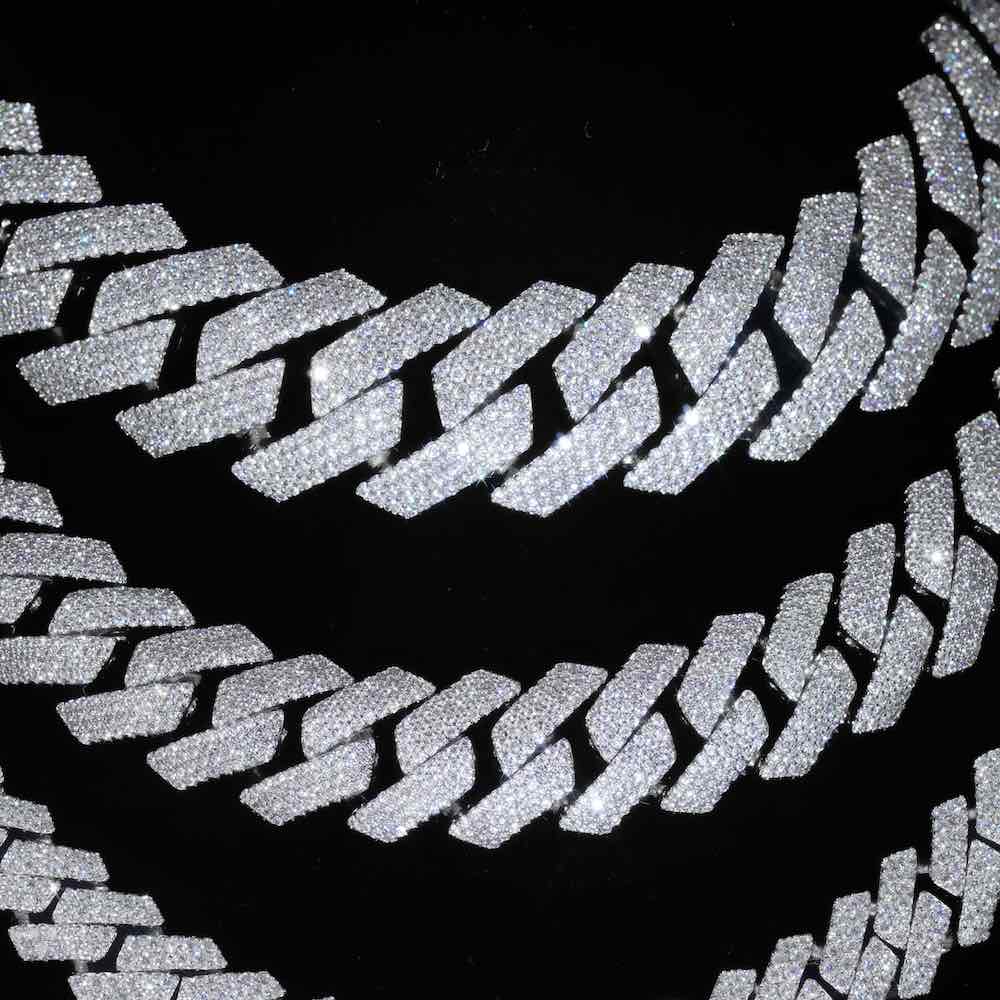 Moissanite Cuban Link Chain 14K Gold