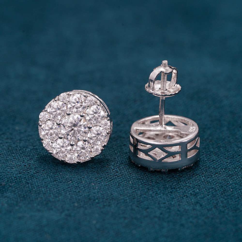 10MM Moissanite Cluster Halo Stud Earrings