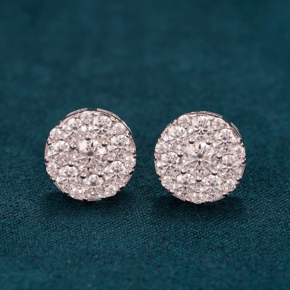 10MM Moissanite Cluster Halo Stud Earrings