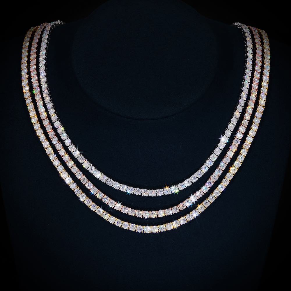 S925 Silver Moissanite Tennis Chain 14K Gold