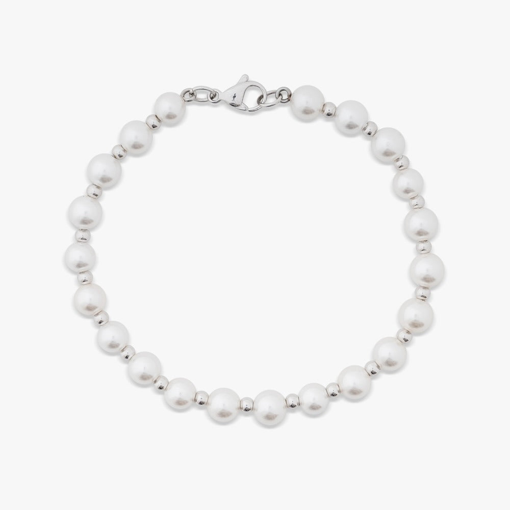 Semi Metallic Bead Pearl Bracelet