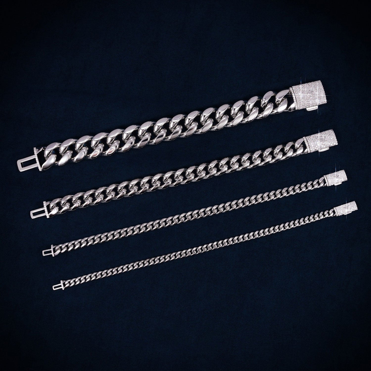 Cuban Link Bracelet with Iced Clasp 14K Gold
